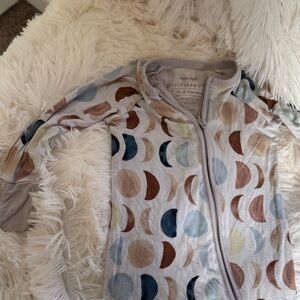 Little Sleepies Neutral Moon Phase Zip Sleepsuit - Gray, Blue, Brown, Cream